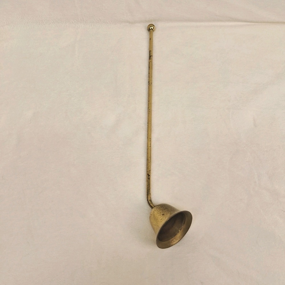 Vintage Brass Bell Candle Snuffer Patina Decorative Taper Extinguisher Tool